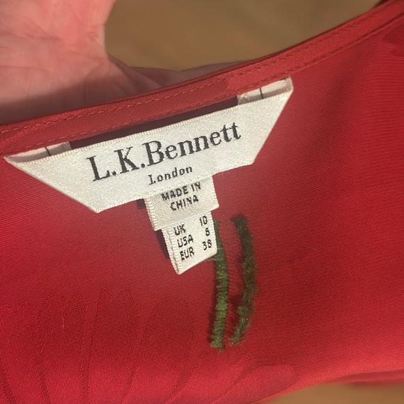 NWOT LK Bennett Red Floral Long Sleeve Wrap Dress Dr Elspeth - Picture 13 of 15